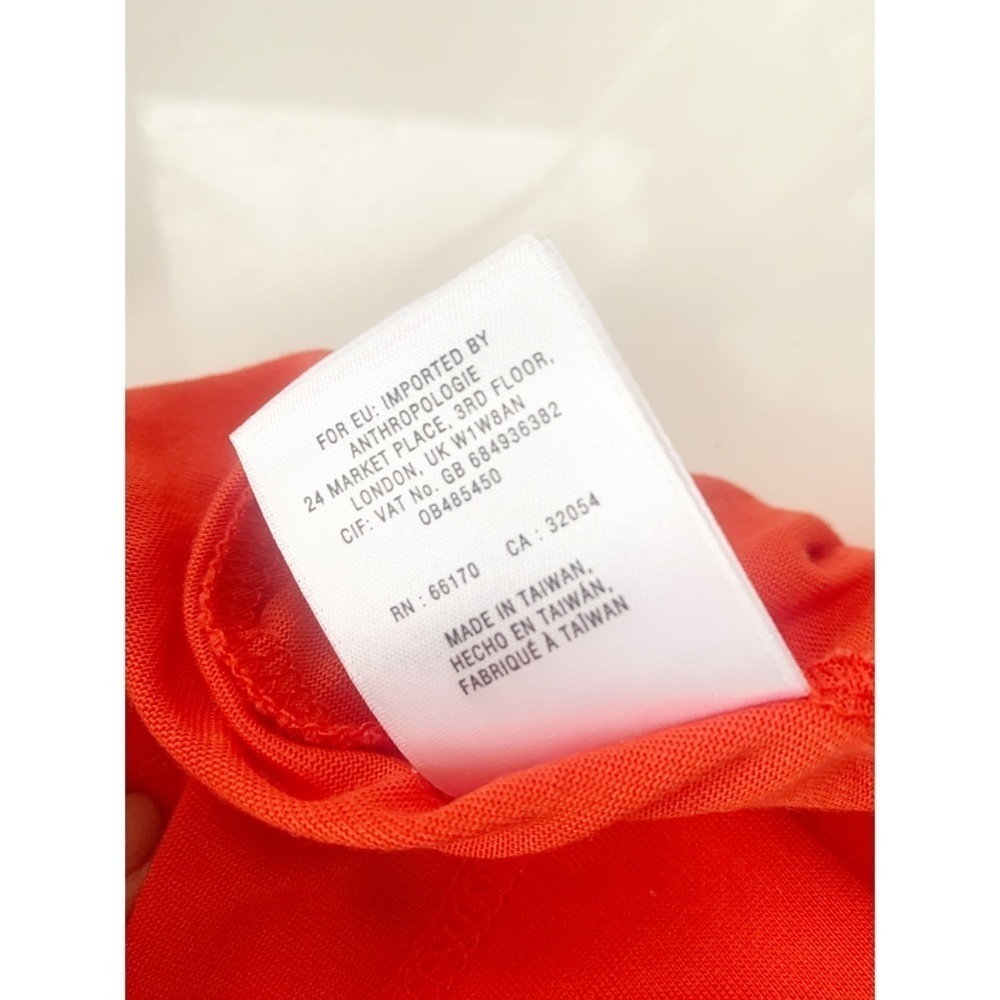 Anthropologie Maeve Abroad Orange V Neck Midi Dress with Trumpet Flared Hem - Picture 8 of 8